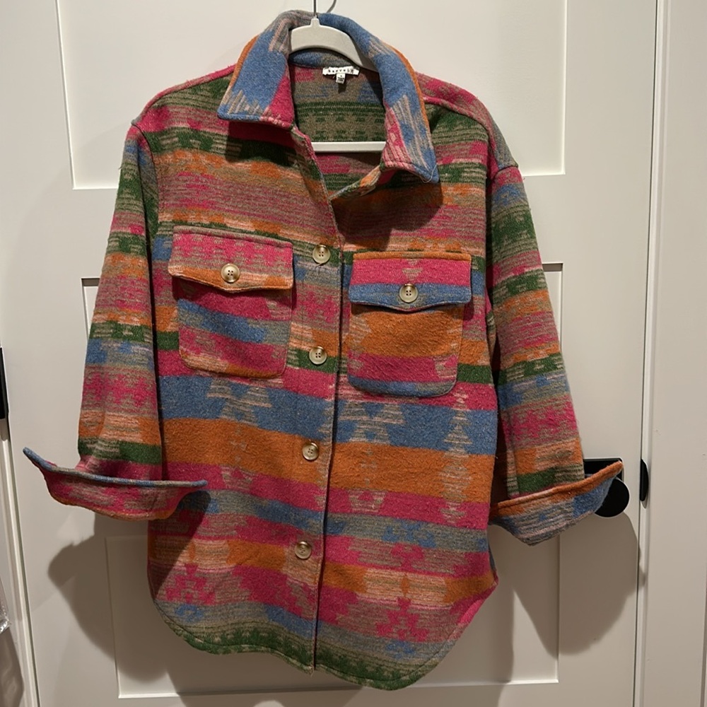 Multicolored Aztec print shacket S